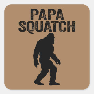 Sticker Carré Papa Squatch Drôle Bigfoot - Cadeau de Fête des Pè