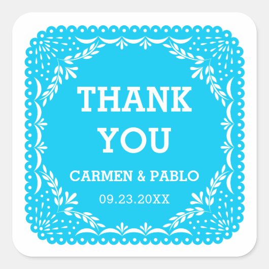 Sticker Carré Papel Picado rose et violet mariage Favoriser le C (Devant)