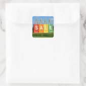 Sticker Carré Paper Shopping Bags On a Clothesline (Sac)