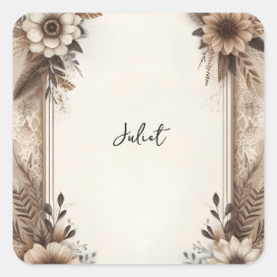 Sticker Carré Papeterie d'automne en papier recyclé pour une dou