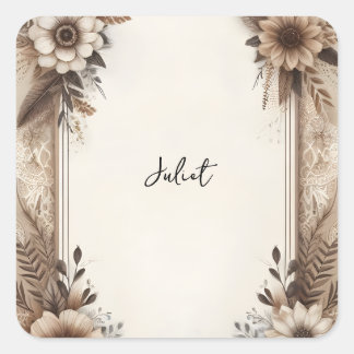 Sticker Carré Papeterie d'automne en papier recyclé pour une dou