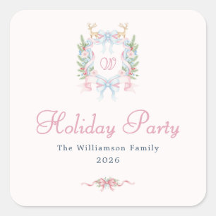 Sticker Carré Papier à l'aquarelle Noël Fête de fin d'année Init