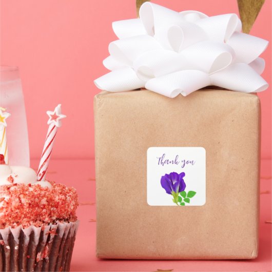 Sticker Carré Papier Cadeau Fleurs Floraison Violette (Fête)