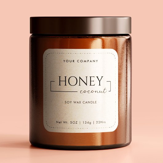 Sticker Carré Papier de calligraphie chic à bougie de soja fait