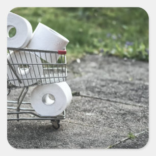 Sticker Carré Papier de toilette Covid Shopping