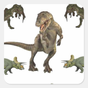 Sticker Carré Papier Dinosaure
