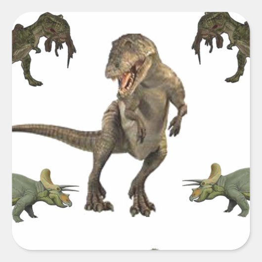 Sticker Carré Papier Dinosaure (Devant)
