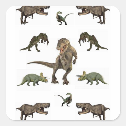 Sticker Carré Papier Dinosaure (Devant)