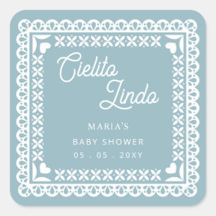 Sticker Carré Papier mexicain Picado Cielito Lindo Baby shower