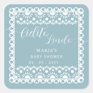 Sticker Carré Papier mexicain Picado Cielito Lindo Baby shower