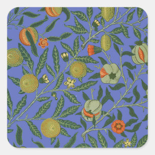Sticker Carré Papier peint coloré Grenade Bleue de William Morri