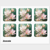 Sticker Carré Papier peint en fleurs japonais Magnolia Art (Feuille)