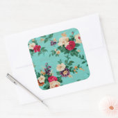 Sticker Carré Papier peint rose rose vintage Élégant (Enveloppe)