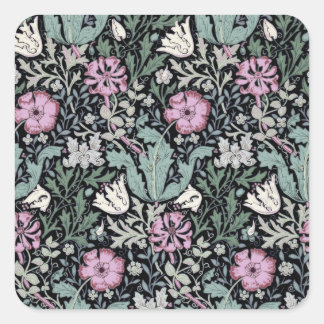 Sticker Carré Papier peint victorien botanique pavot William Mor