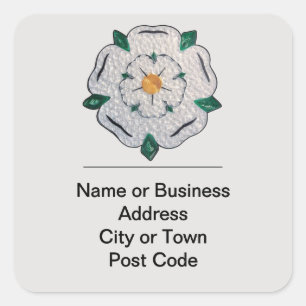 Sticker Carré Papier Quilled Yorkshire White Rose Adresse 4 lign