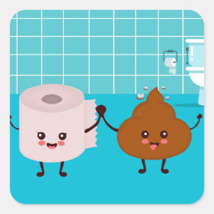 Sticker Carré Papiers toilette et copains de caca – Amis de dess