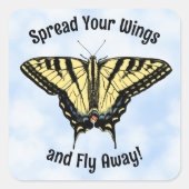 Sticker Carré Papillon à queue jaune bleu ciel personnalisé (Devant)