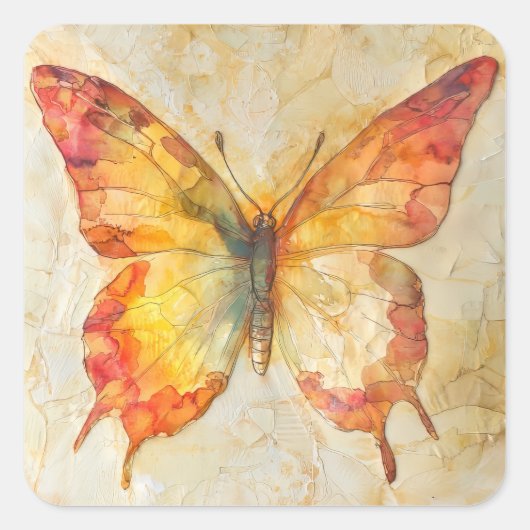 Sticker Carré Papillon aquarelle (Devant)
