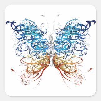 Sticker Carré Papillon Art Abstrait