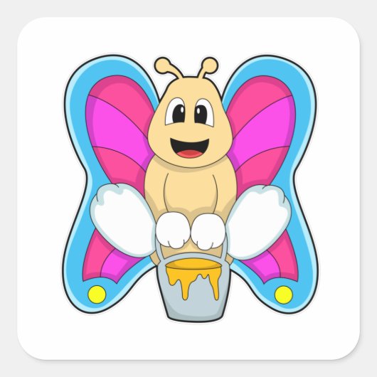 Sticker Carré Papillon au miel (Devant)