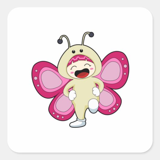 Sticker Carré Papillon avec costume (Devant)