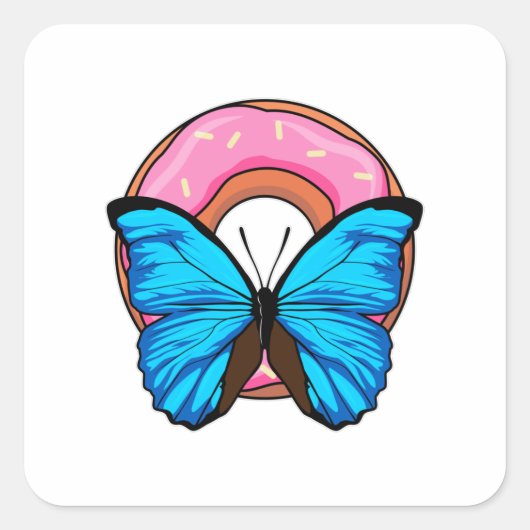 Sticker Carré Papillon avec Donut (Devant)