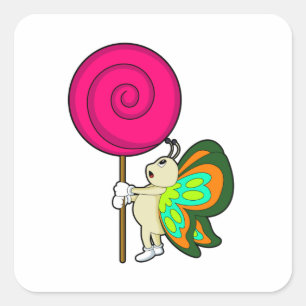 Sticker Carré Papillon avec Lollipop