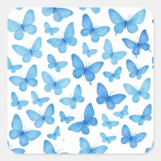 Sticker Carré Papillon bleu