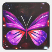 Sticker Carré Papillon céleste violet arrière - plan noir (Devant)