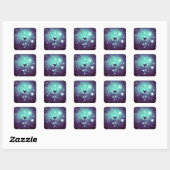 Sticker Carré Papillon ciel nocturne sarcelle (Feuille)