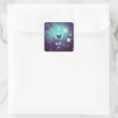 Sticker Carré Papillon ciel nocturne sarcelle (Sac)