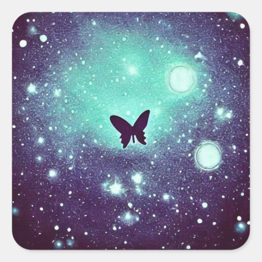 Sticker Carré Papillon ciel nocturne sarcelle (Devant)