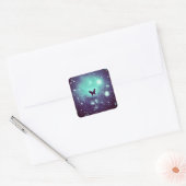 Sticker Carré Papillon ciel nocturne sarcelle (Enveloppe)
