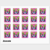 Sticker Carré Papillon coloré (Feuille)