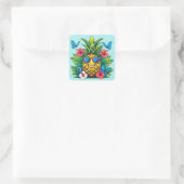 Sticker Carré Papillon d'ananas tropical (Sac)