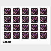 Sticker Carré Papillon d'art rose et violet Art Sarah Girls Nom (Feuille)