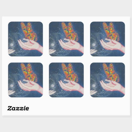 Sticker Carré Papillon de l'amitié (Feuille)