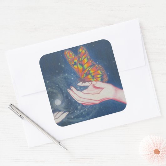 Sticker Carré Papillon de l'amitié (Enveloppe)