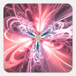 Sticker Carré Papillon d'énergie rose Art fractal