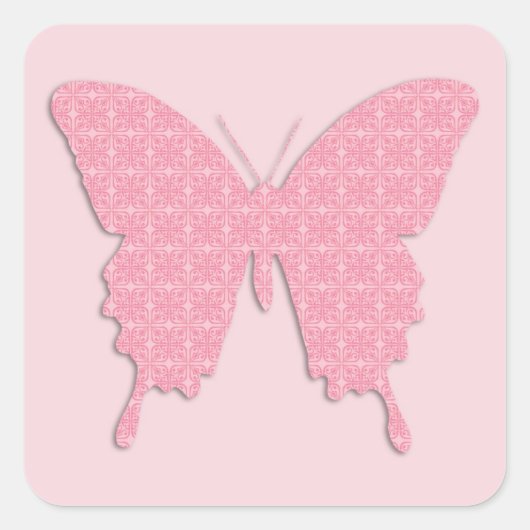 Sticker Carré Papillon en papier peint - rose clair (Devant)