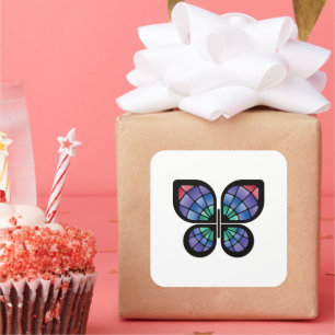 Sticker Carré Papillon en verre tendu