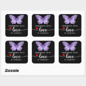Sticker Carré Papillon fait main avec amour noir (Feuille)