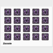 Sticker Carré Papillon gothique blanc violet noir couleur (Feuille)