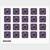 Sticker Carré Papillon gothique blanc violet noir couleur (Feuille)