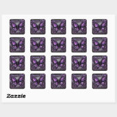 Sticker Carré Papillon gothique blanc violet noir couleur (Feuille)
