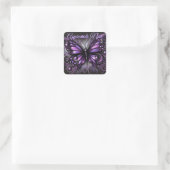 Sticker Carré Papillon gothique blanc violet noir couleur (Sac)