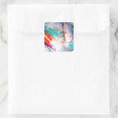 Sticker Carré Papillon Koi aquarelle japonais Poisson Art (Sac)