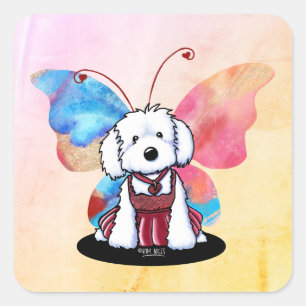 Sticker Carré Papillon maltais KiniArt