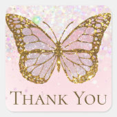 Sticker Carré papillon merci classique collant rond (Devant)