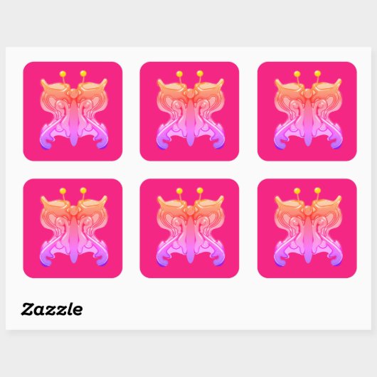 Sticker Carré Papillon, messager à ressort. (Feuille)